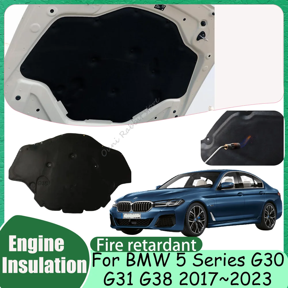 

Для BMW 5 серии G30 G31 G38 2017~2023 2018 2019: Теплоизоляционный и звукоизоляционный хлопковый мат для капота и багажника автомобиля, аксессуар