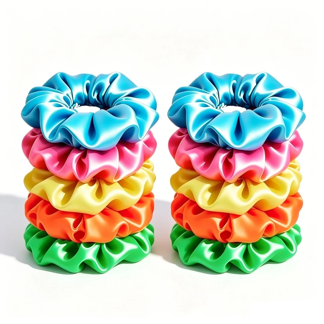 10/20/50/100pcs Dopamine Bright Satin Hair Scrunchies Set Women Elastic Ties Ponytail Casual Accessories Headwear Cute