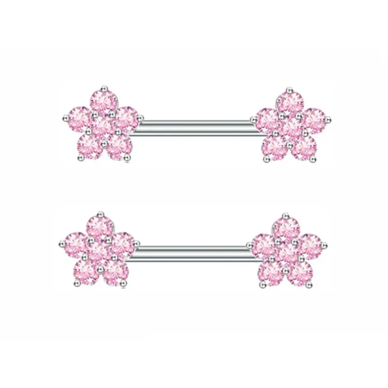 1Pair Pink Butterfly Nipple Piercing Jewelry Shiny Crystal Nipple Rings For Women Girls Heart Nipple Barbells Piercing Pezon