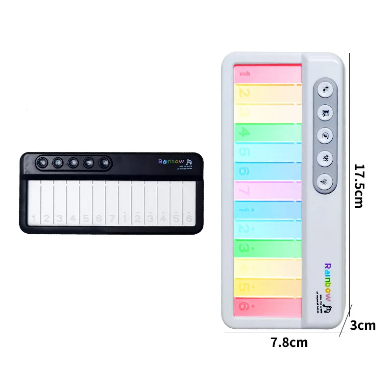 Jouets électroniques de piano arc-en-ciel pour enfants, instruments de musique légers, boîte à musique, clavier portable, jouets de puzzle pour bébé