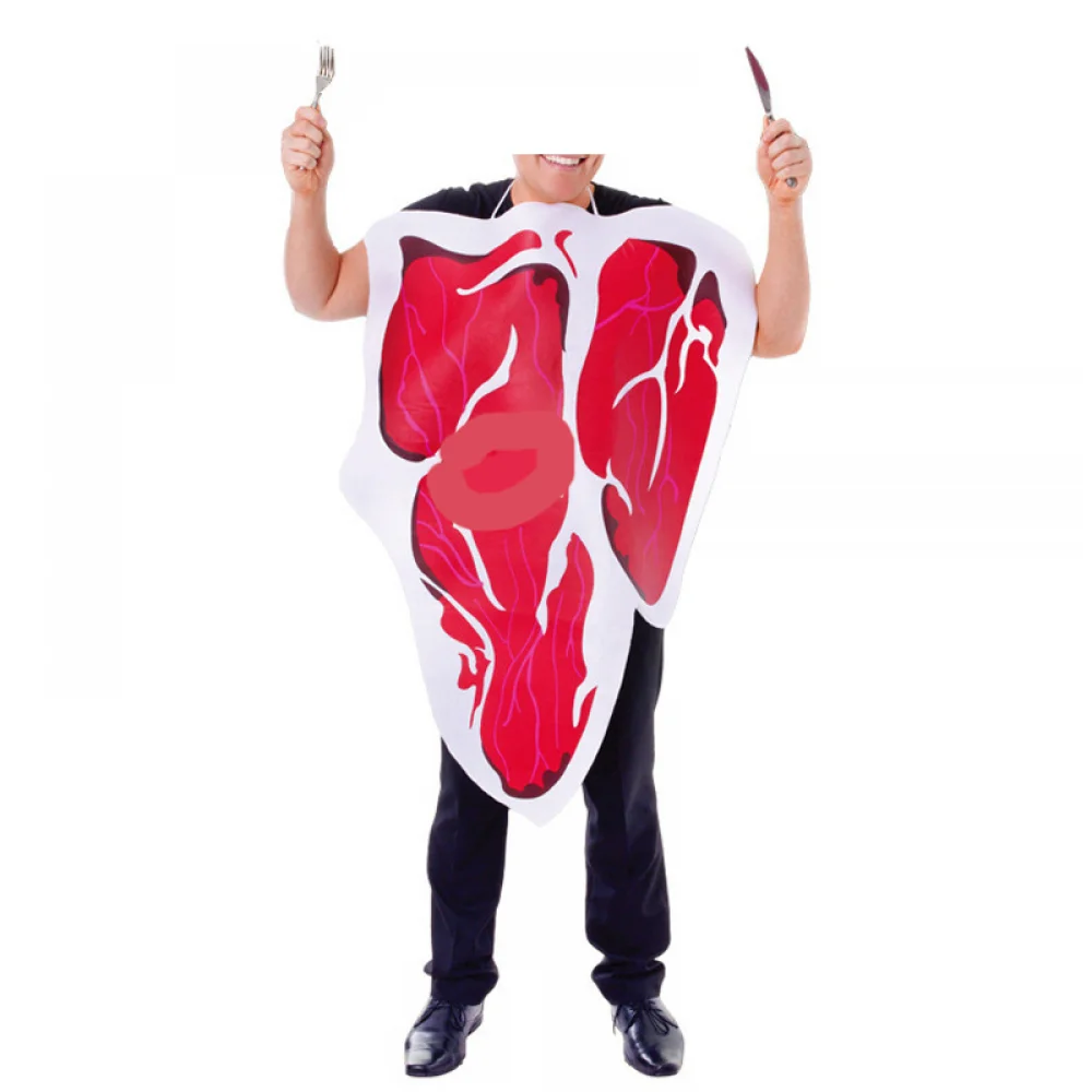 Steak Halloween Costume Funny Food Meat Outfit for Adult Novelty Food Cosplay Costume for Halloween Carnival Party Suit