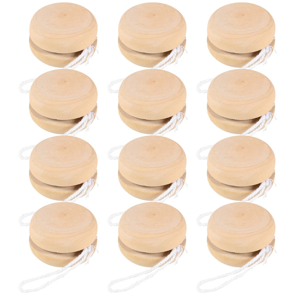 12 Pcs Yoyo Ball Home Decoration Toys Yo-Yo Balls DIY Graffiti Children's Kids Wooden Creative Finger Flexibility Exercise