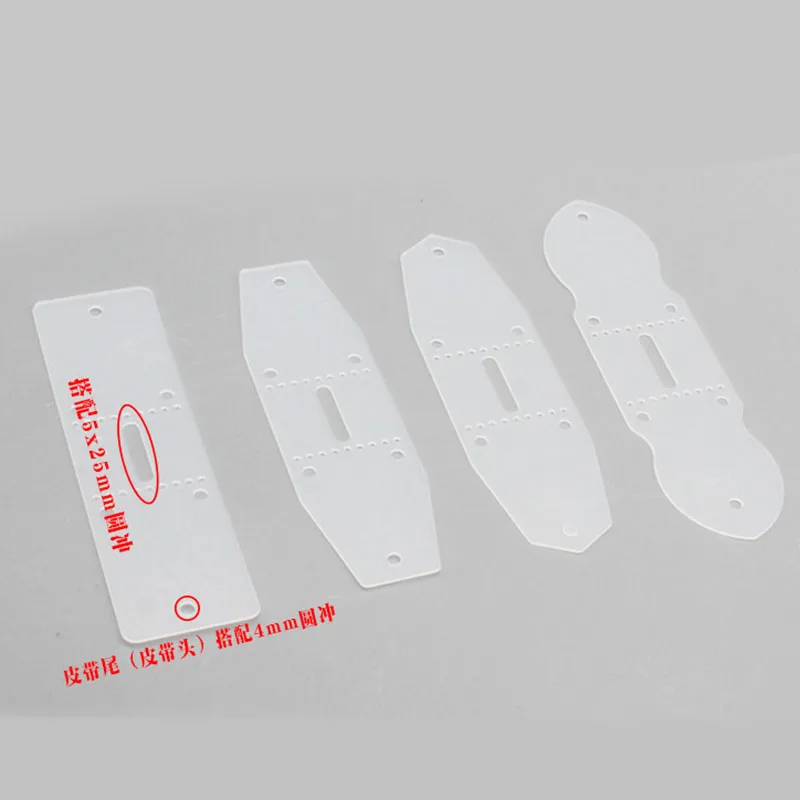 6 Pçs/set PVC Cinto de Couro Fivela Modelos de Extremidade Da Cabeça de Perfuração Molde Stencil Ferramenta DIY Ferramenta Artesanato de Couro