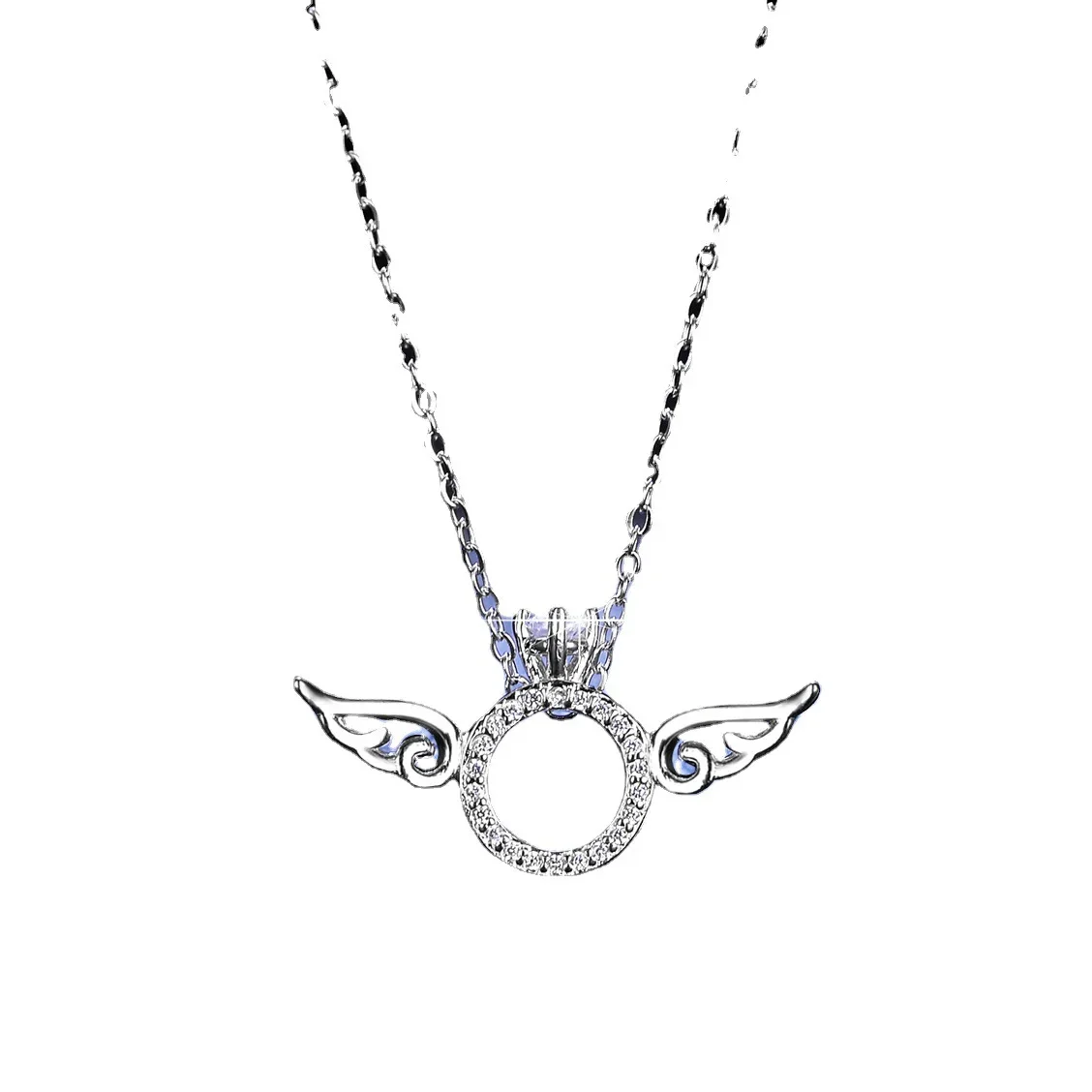 

PT950 platinum 1 carat D color moissanite VVS1 necklace pendant women's angel wings 18K gold jewelry