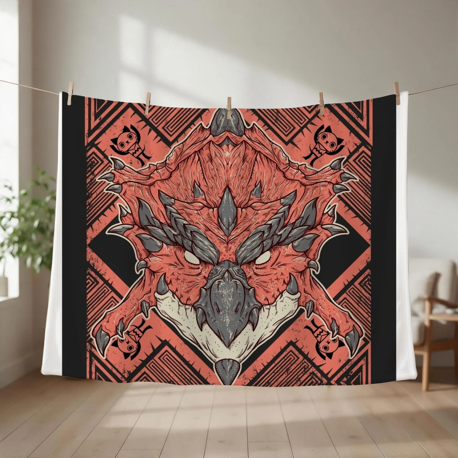 Hunting Club: Rathalos Throw Blanket couch cozy soft plush fuzzy picnic outdoor blanket