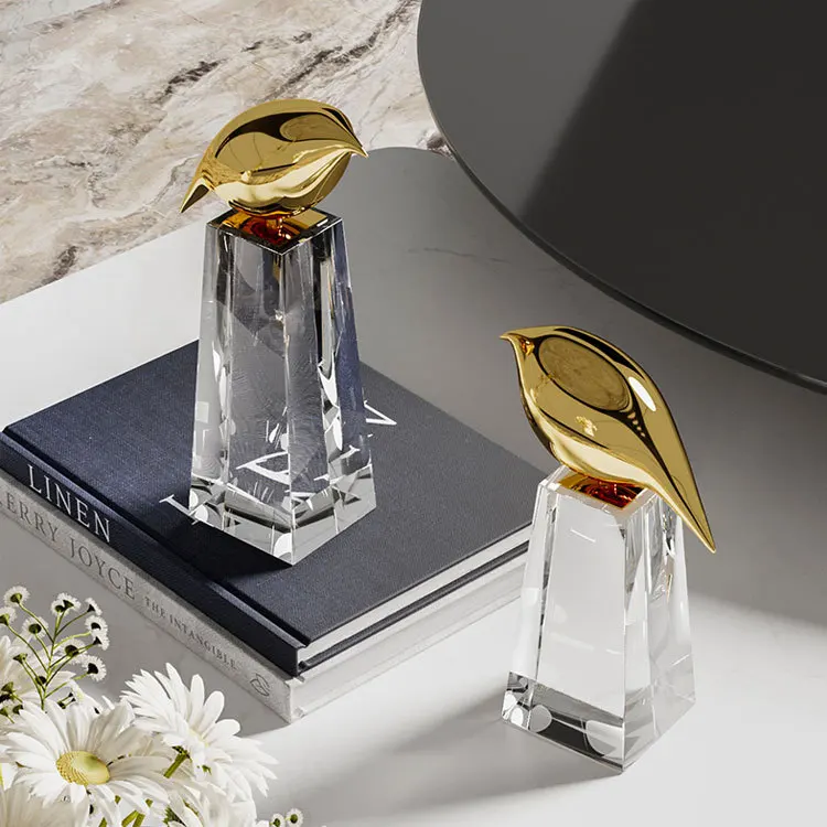 Modern light luxury crystal golden bird small ornament living room study model room hotel homestay art and craft decoration