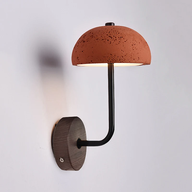 

Creative Mushroom Shaped Apartment Home Lighting Vintage Style LED Restaurant Light Texture Coral Red Stone Bedroom Wall Lamps