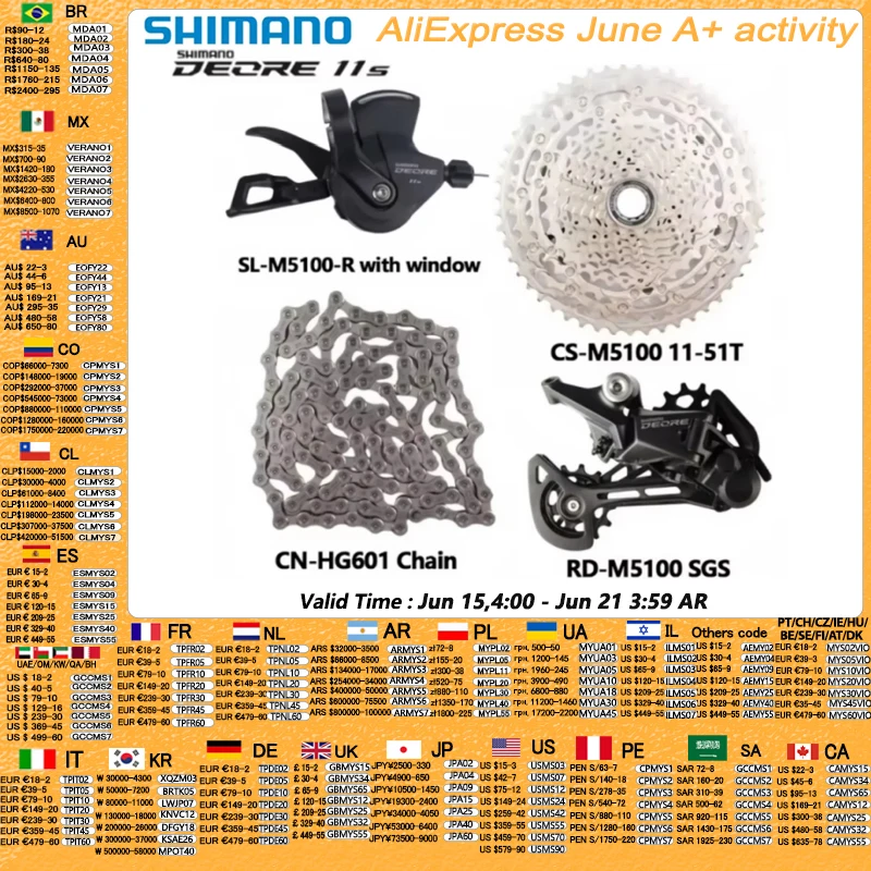 Shimano deore m5100 m5120 11 grupo de velocidade mtb mountain bike shifter traseiro dearilleur 42t 51t cassete corrente bicicleta 11v parte