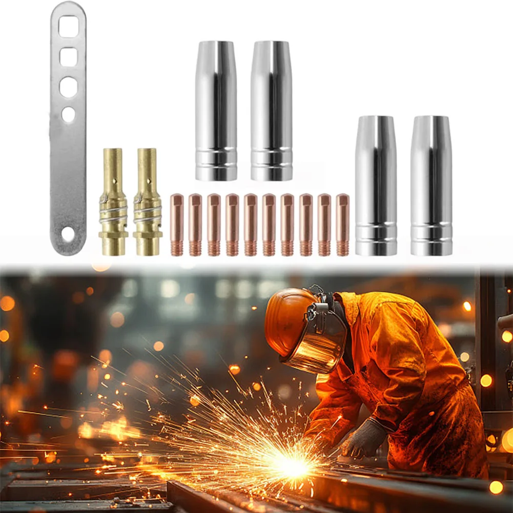 Complete Welding Consumables 17PCS for 15AK For MIG for torch Includes Nozzles Holder Springs and Wrench for Welding Machines