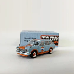 Tarmacworks-die-cast合金モデルカー、datsun 510ワゴン、bluedbird-gulfコーティング、1:64