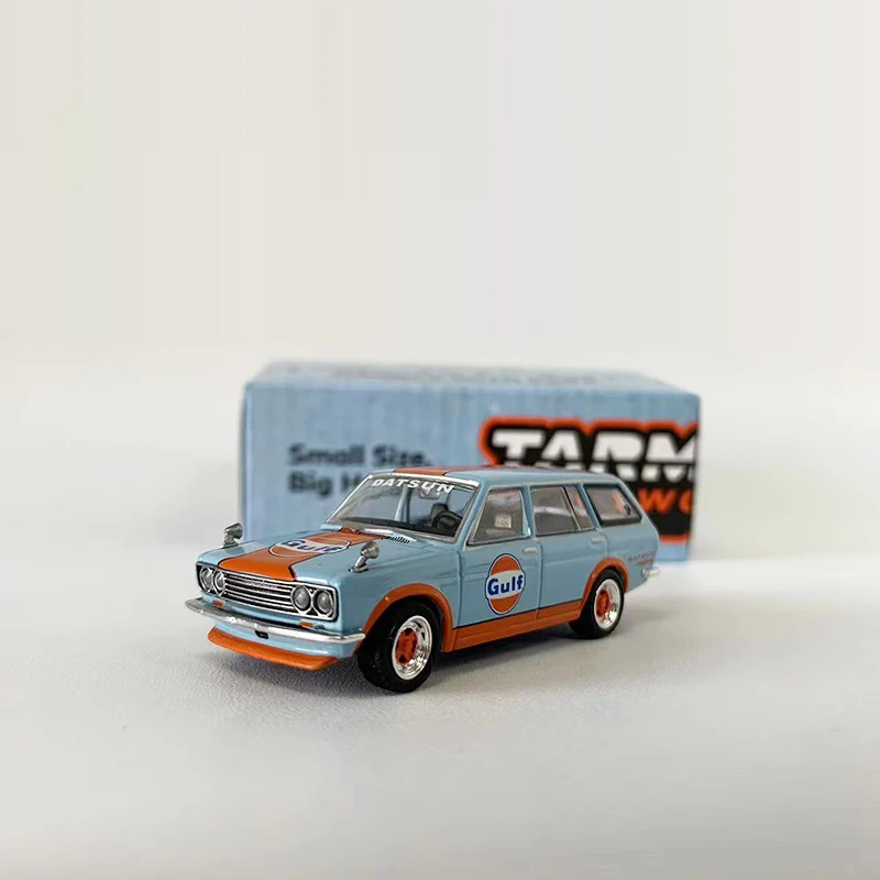 Tarmac Works 1:64 Model Car Datsun 510 Wagon Alloy Die-Cast Vehicle Bluebird  - Gulf Coating