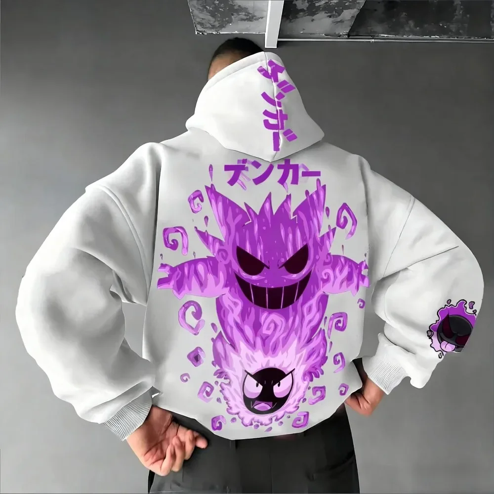 Pokémon anime novo moletom de algodão outono/inverno masculino tendência de rua americana y2k solto casual versátil pai-filho topo