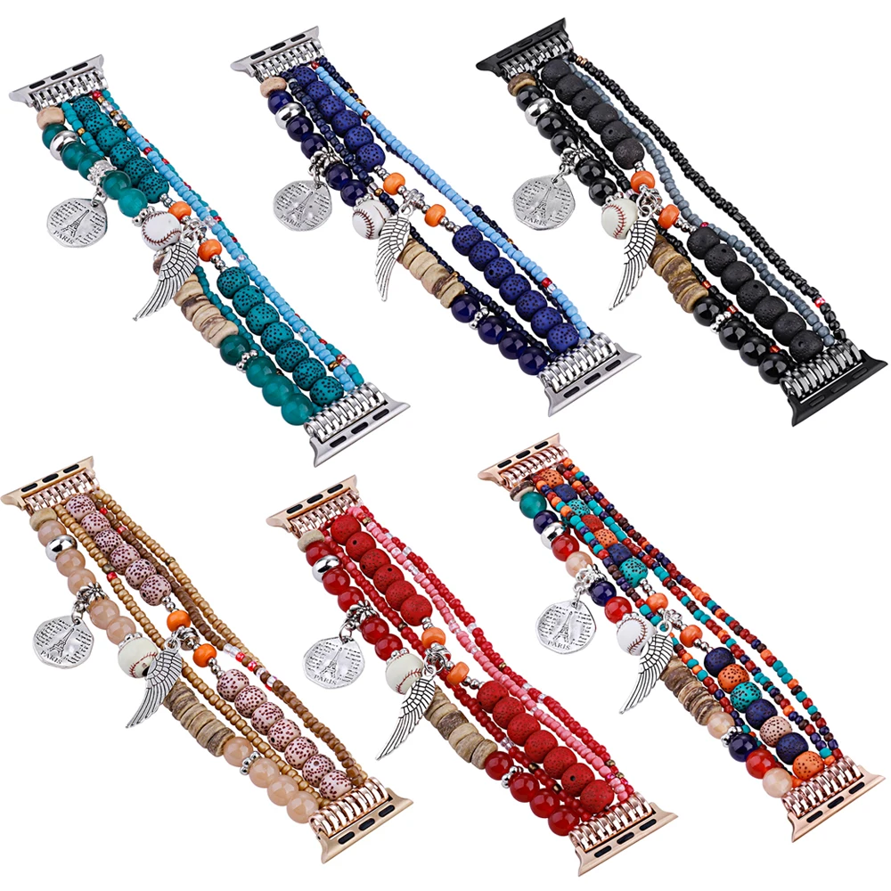 Colorful Beaded Band For Apple Watch Bracelet Women Boho Jewelry Wristband Strap for iWatch Series 8/7/6/5/4/3 41mm 40mm 38mm