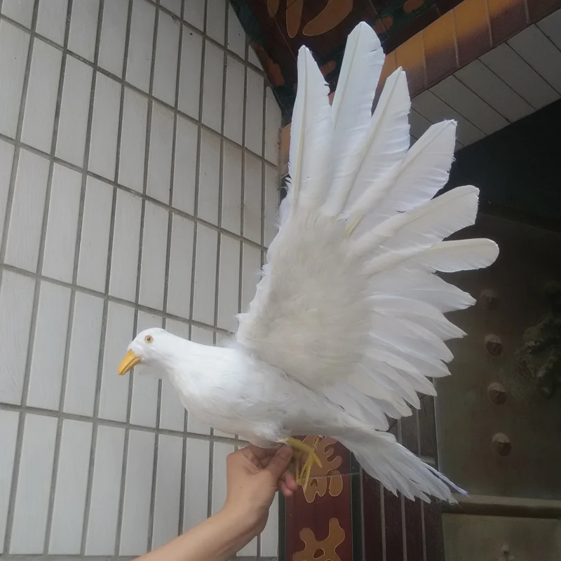 big white wings pigeon model foam&feather simulation dove bird about 42x80cm xf2898