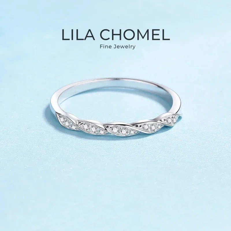 Girl Valentine's Day 18K White Gold Daughter Birthday Gift Rings 0.12CT Moissanite Diamond PT950 Platinum Women Wedding Band
