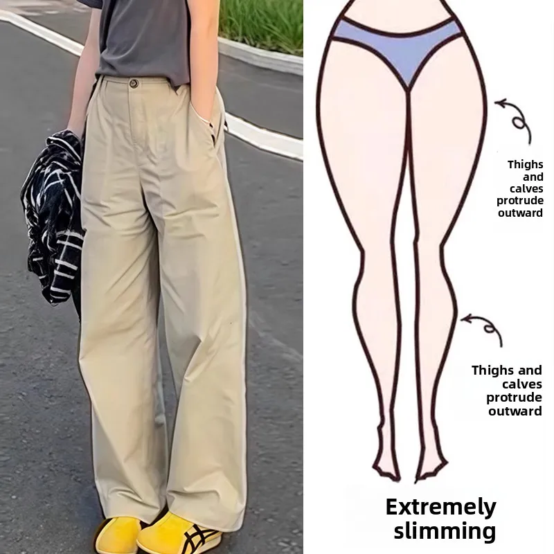 

Fashionable plus Size Wide Leg Work Pants Women's Loose Fitting Straight Cut High Waist Floor Length Pants for Plump Sisters