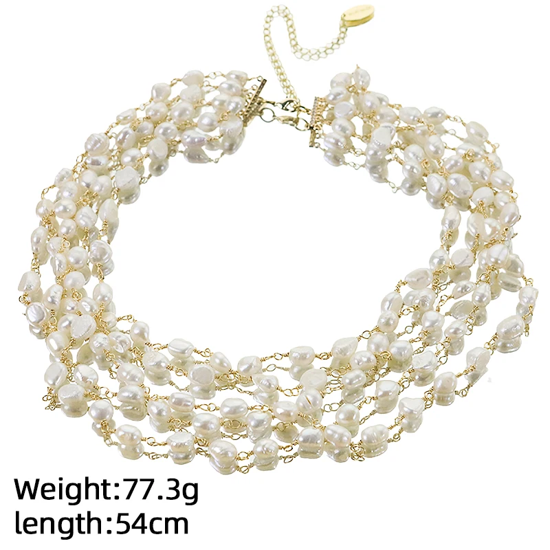 متعدد الطبقات اللؤلؤ الطبيعي قلادة جديدة خفيفة فاخرة موضة مخصصة قلادة هدية للنساء مجوهرات GN0817