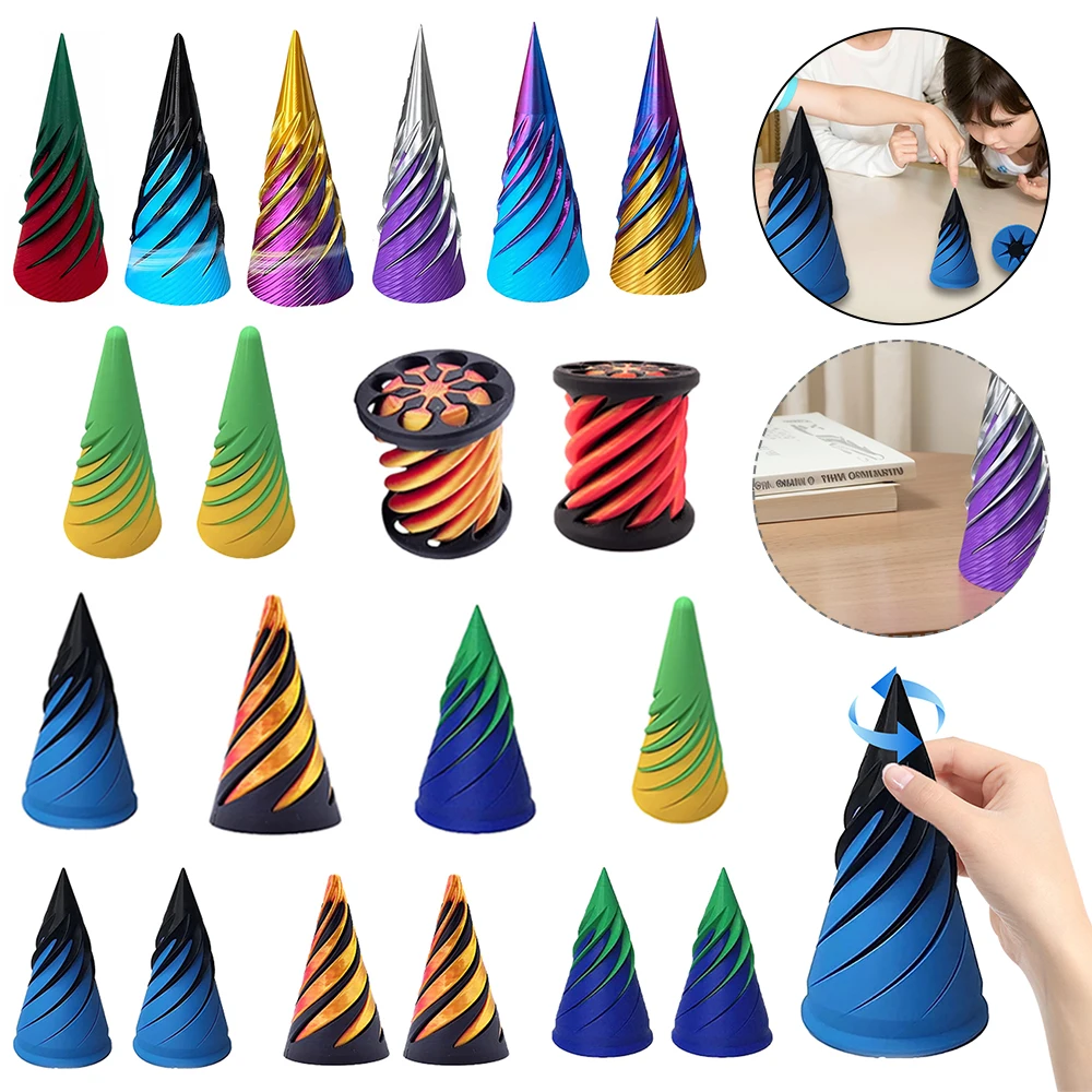 1-2Pcs Impossible Pyramid Passthrough Sculpture 3D Printed Helix Screw Fidget Toy Spiral Cone Decompression Decorative Ornaments