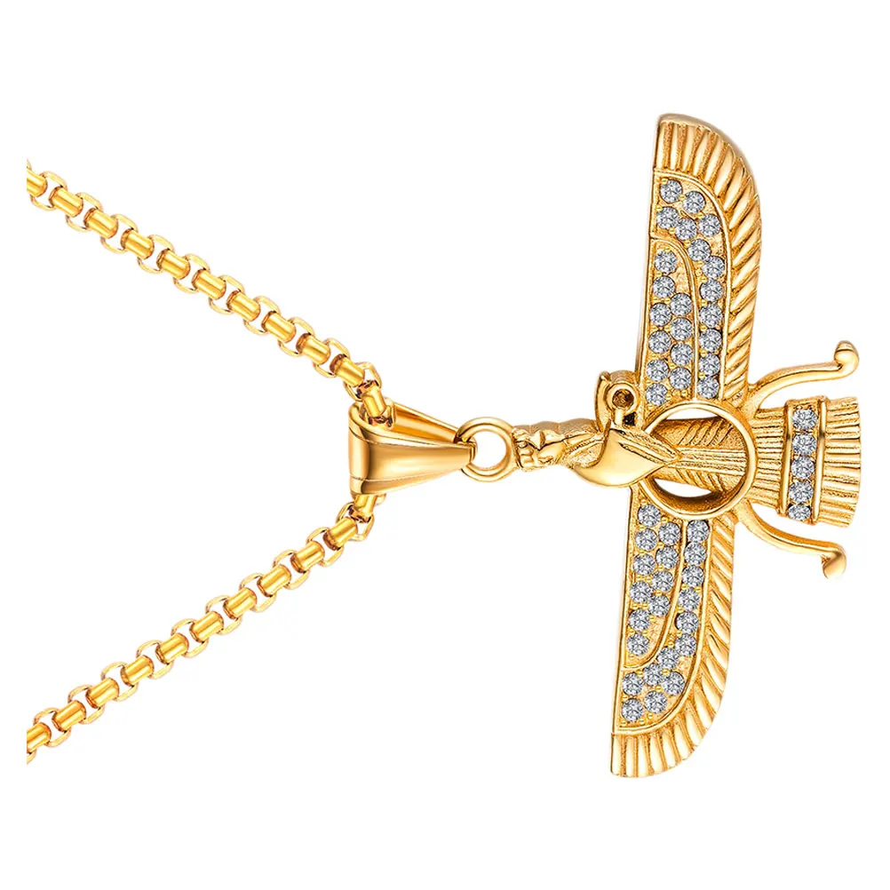 

Retro Diamond Necklace Zircon Pendant Metal Religious Decor Lightweight Durable Stainless Steel Man Necklace Heat Resisting