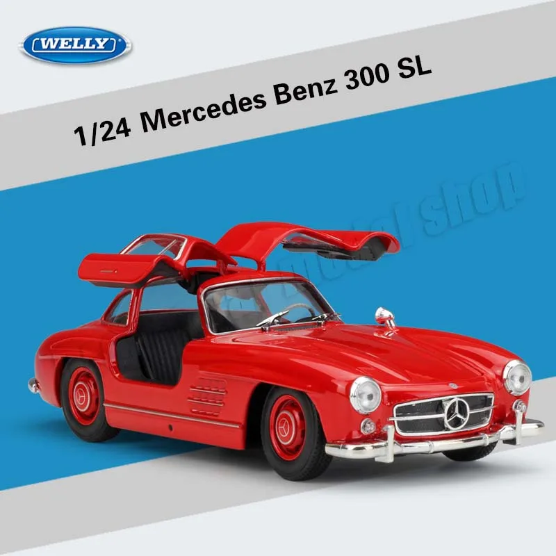 WELLY 1:24 Mercedes-benz 300SL Mercedes-benz SLS AMG Alloy Die-cast Car Model Toys Miniature Car Model Decoration Gift