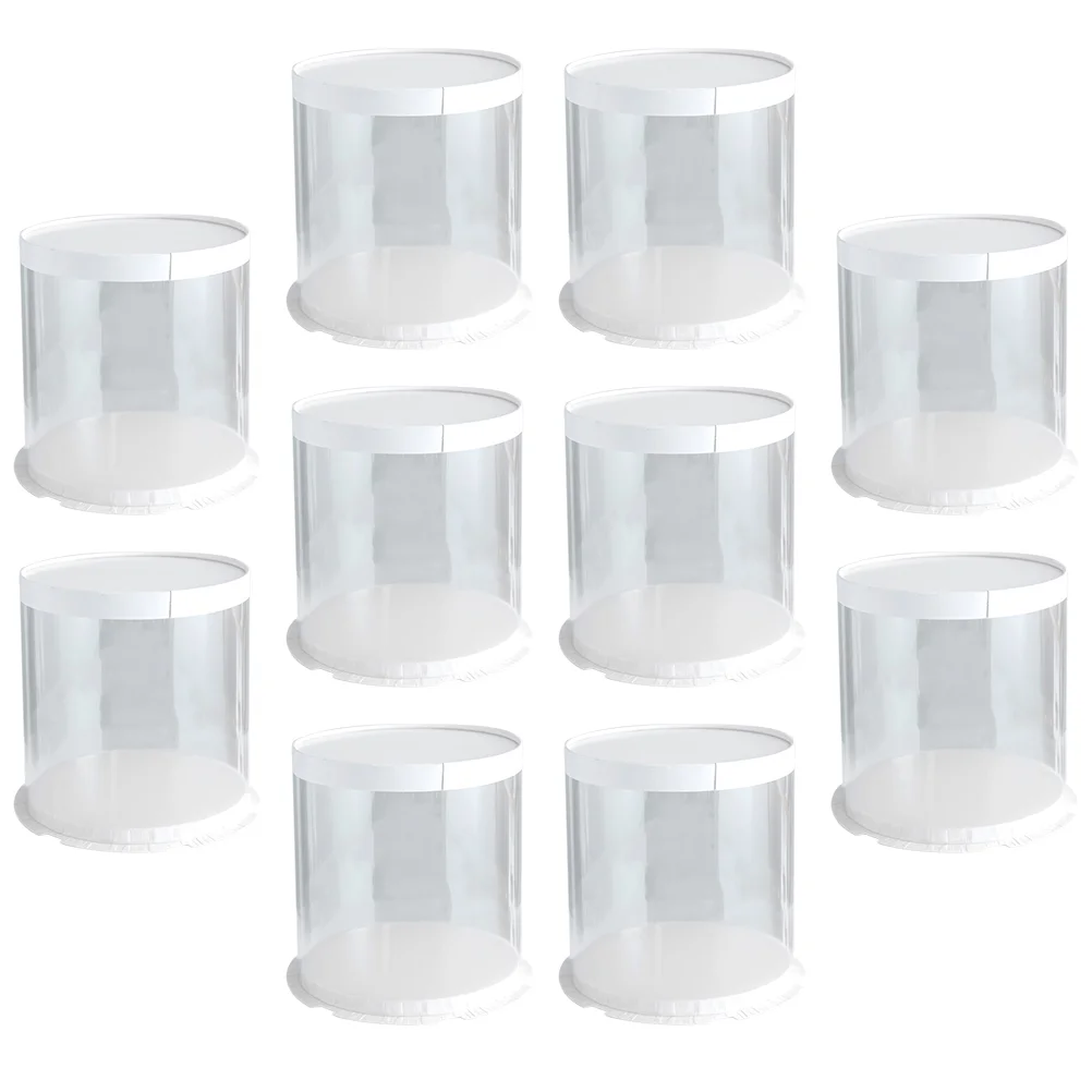 

10 Pcs Cake Box Container Disposable Puffs Catering Boxes for Food White Stand with Lid Clear Favors Plastic Double Layer