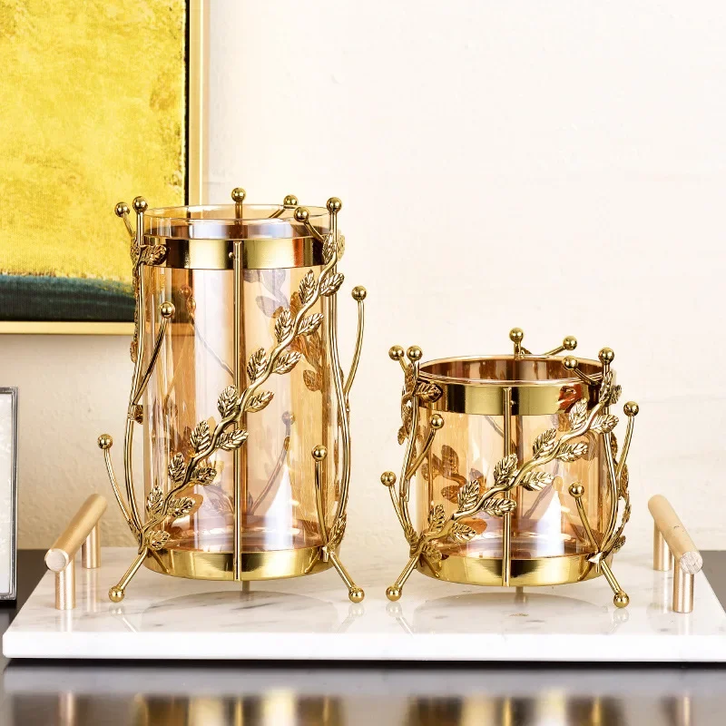Metal Glassflower Vase Golden Hollow Metal Frame Hydroponic Flower Arrangement Home Decoration Multifunctional Candle Holder