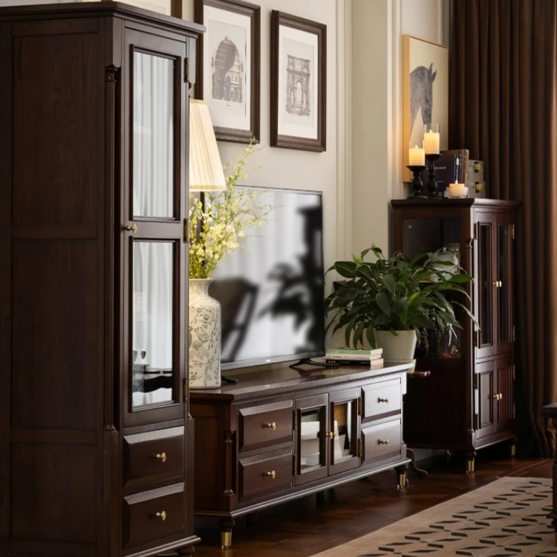 

Solid wood TV cabinet American all solid wood light luxury modern simple solid wood American furniture black walnut retro