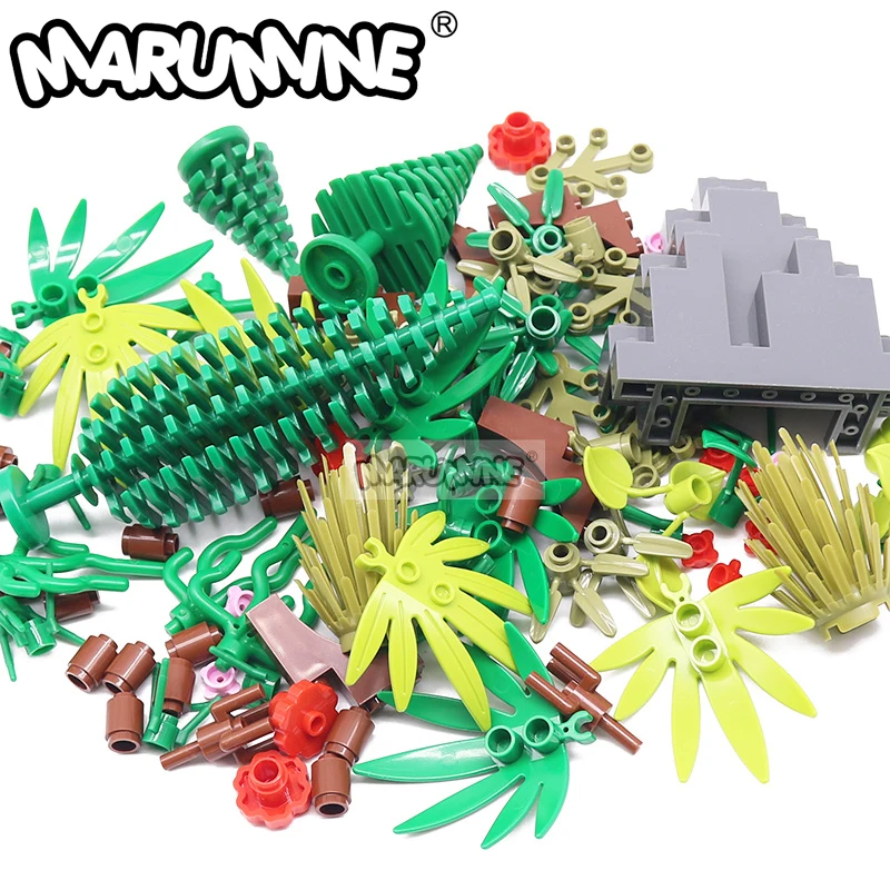 

MARUMINE 2 Sets Jungle Plant Scenes MOC Garden Blocks with Flowers Grass Trees Compatible Creative DIY Educational Kids Toys