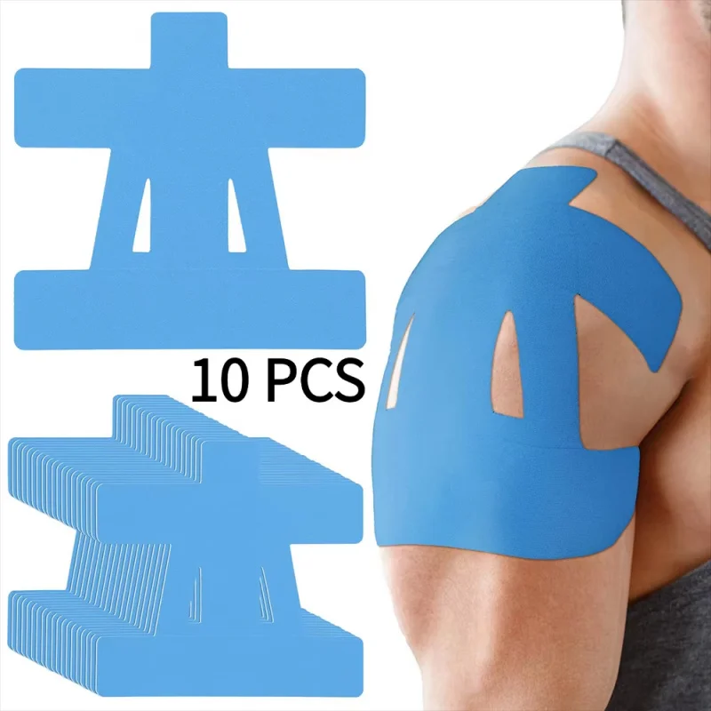 10PCS Precut Kinesiology Tape for Shoulder Pain Relief – Waterproof, Elastic Support for Rotator Cuff & Injury Recovery