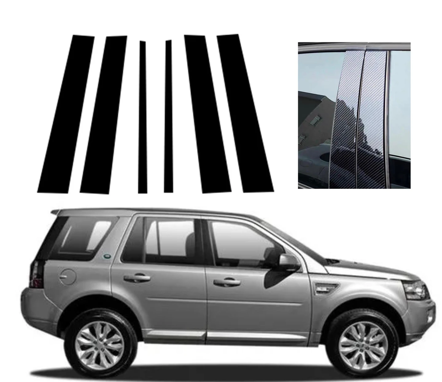 

6Pcs Glossy Black Pillar Post Fit For Land Rover Freelander 2 (L359)/LR2 2007-2015 Window Door B C Column Cover Trim Sticker