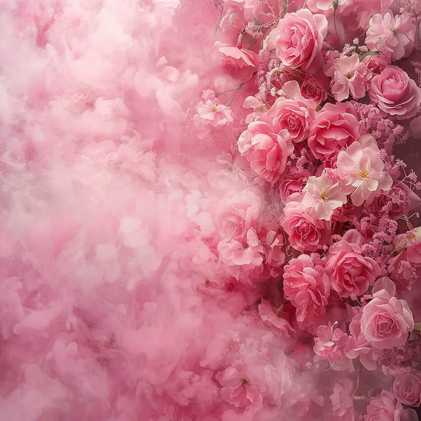 Mehofond Photography Background Pink Rose Wall Floral Smoke Adult Birthday Wedding Maternity Portrait Decor Backdrop Photo Studi