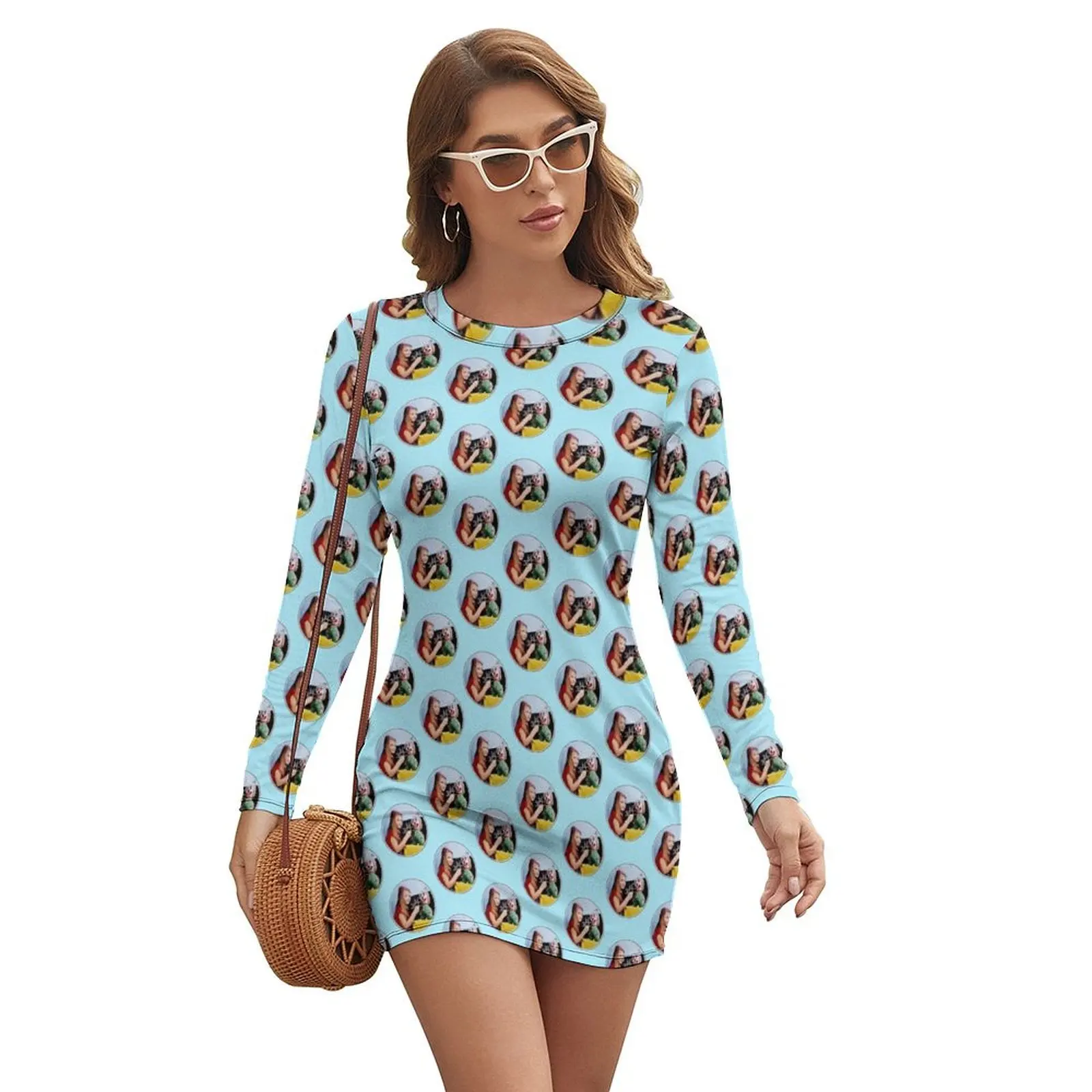 

TV Testcard Long-sleeved Dress sexy short dresses daring Women's evening dress