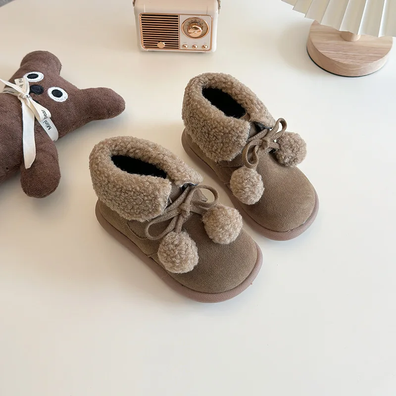 Children 2024 Winter New Cotton Shoes Little Girls Two Cotton Warm High Top Baby Shoes