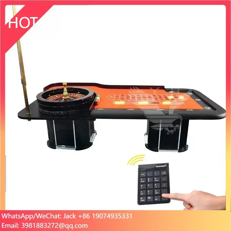 YH Casino Professional Electronic Roulette Table Casino Wooden 8 Players Roulette Wheel Table Poker Table