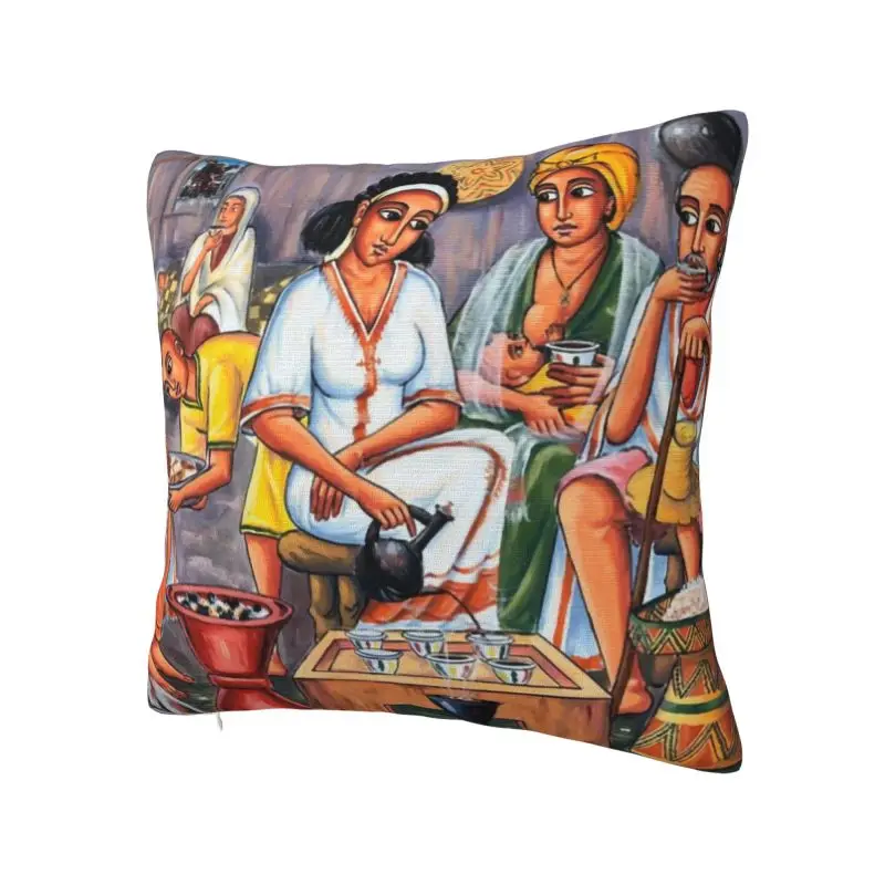 Ethiopian Coffee Ceremony Pillow Case 40x40cm Decoration Cute Cushions for Sofa Square Pillowcase