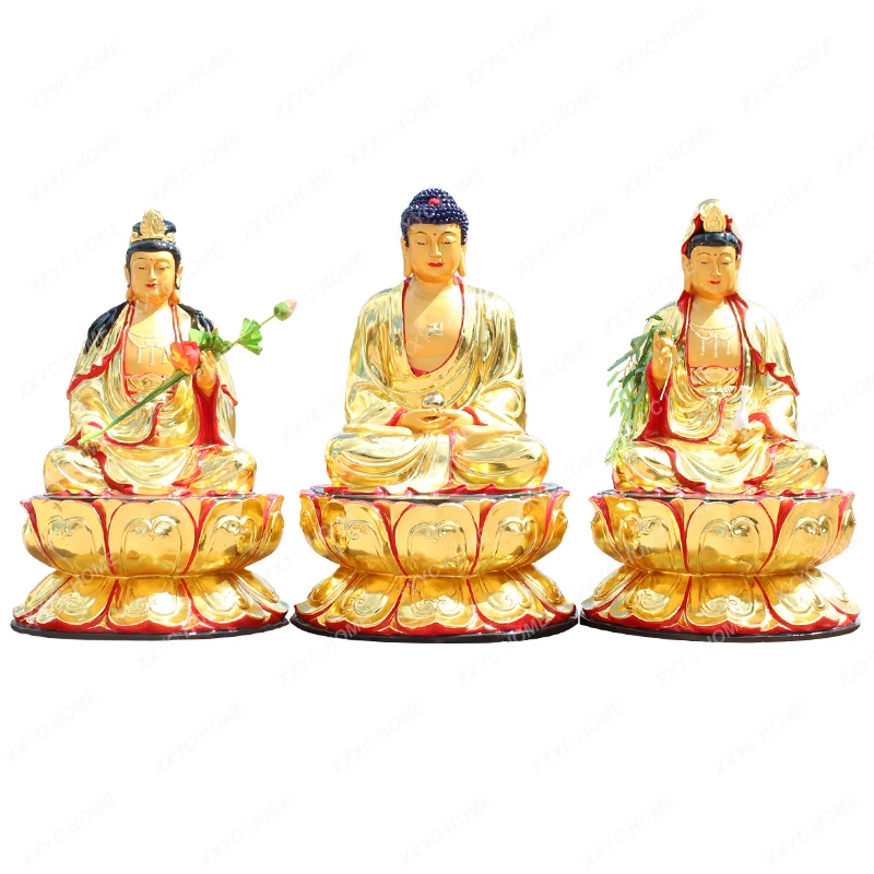 Western Trinity Buddha Statue 1.3 M Amitabha Buddha Great Trend to Guanyin Bodhisattva Ornaments