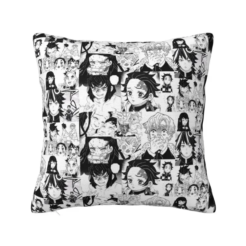 Anime Kimetsu No Yaiba Pillowcase Living Room Decor Nordic Demon Montenegro Manga Cushions for Sofa Square Pillowcase