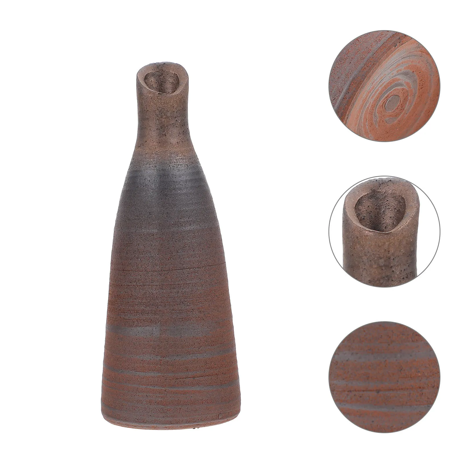 

Retro Zen Small Flower Vase in Japanese Design Crude Pottery Material for Living Room Bedroom Cafe Decoration DIY Dried Flower