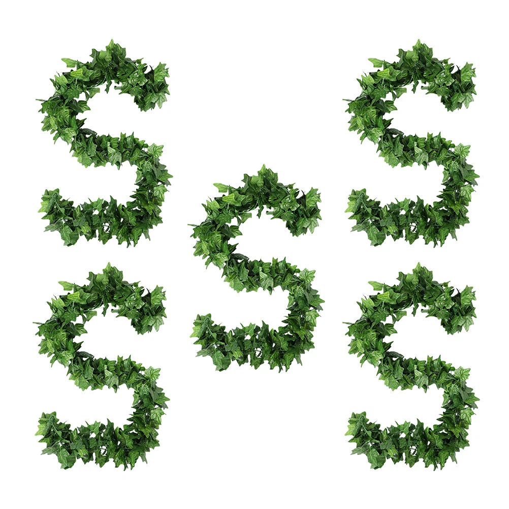 

Artificial Rattan Leaves Decoration 5 Strands Green Garland Fake Plants Vines Realistic Home Banquet Holiday Indoor Outdoor