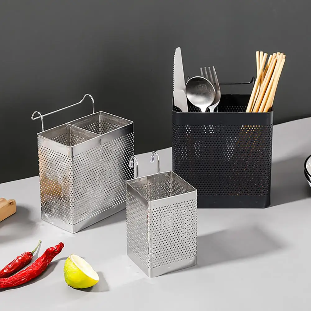 Cutlery Holder with Drainage Stainless Steel Chopstick Holder with Efficient Draining System Rust-proof Cutlery Organizer Rack