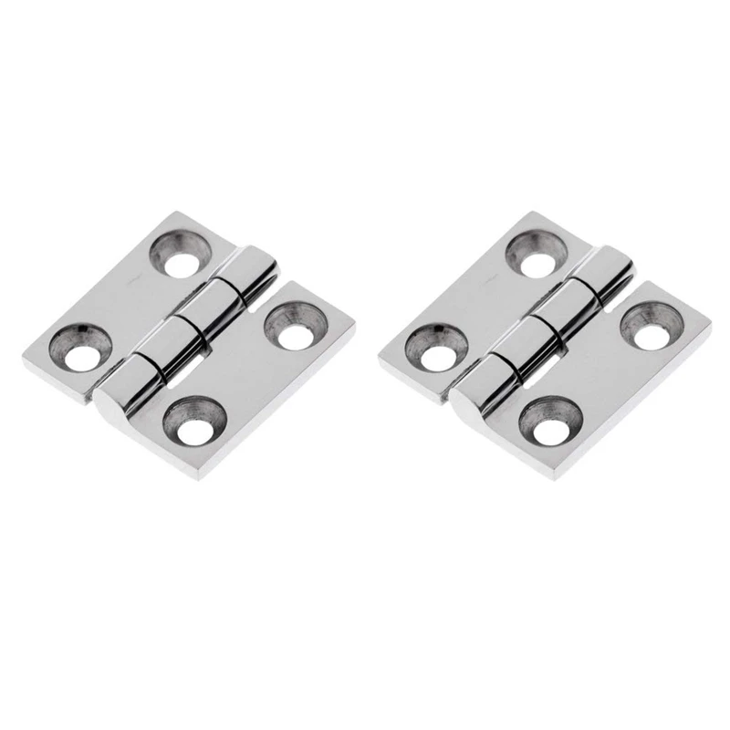 2Pcs Door Hinge 4 Holes Butt Hinge+8 Pcs Screws 316 Stainless Steel Casting Hinge Fit For Home/Marine Boat 38Mm