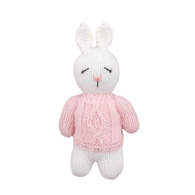 Lovely Rabbit Newborn Photography Props Knitted Rabbit Toy Baby Comfort Newborn Shower Present 6-inch Height 40JC