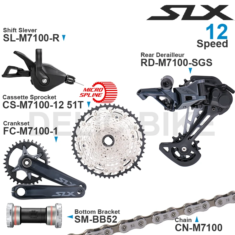 SHIMANO SLX M7100 1x12v Groupset 12 speed M7100 Rear Derailleur Shifter 10-45T/51T Cassette Sprocket Crankset Chain Original