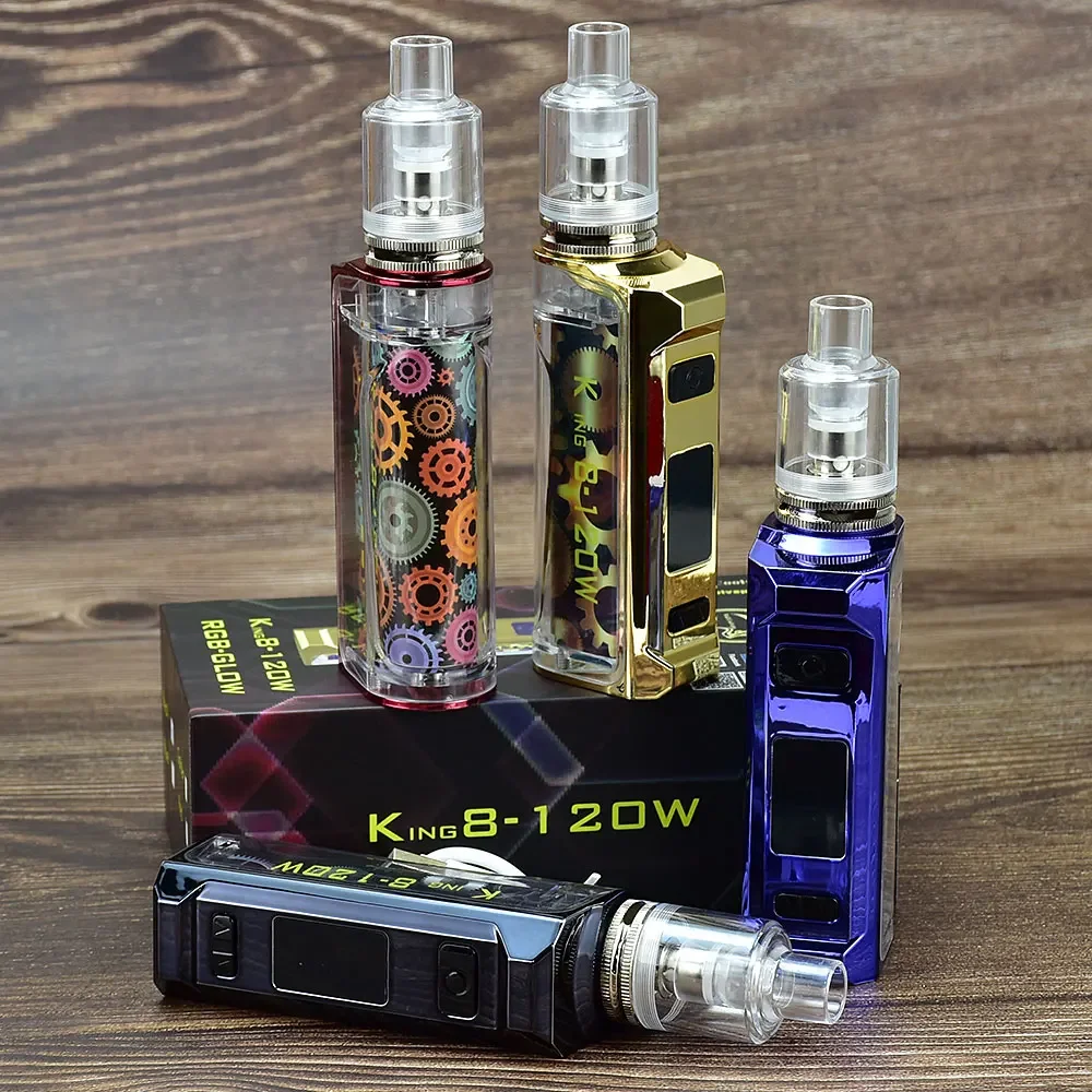 King8-120W Box Mod Kit electronic cigarette 1800mah battery 2ml atomizer third gear power adjustable e-cigarette vape pen kits