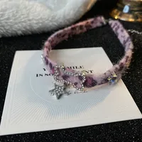 Japanese Y2K Choker Plush Leopard Bone Necklace Fashion Star Pendant Necklace Spicy Girl Sweet Cool Harajuku Party Jewelry Gift