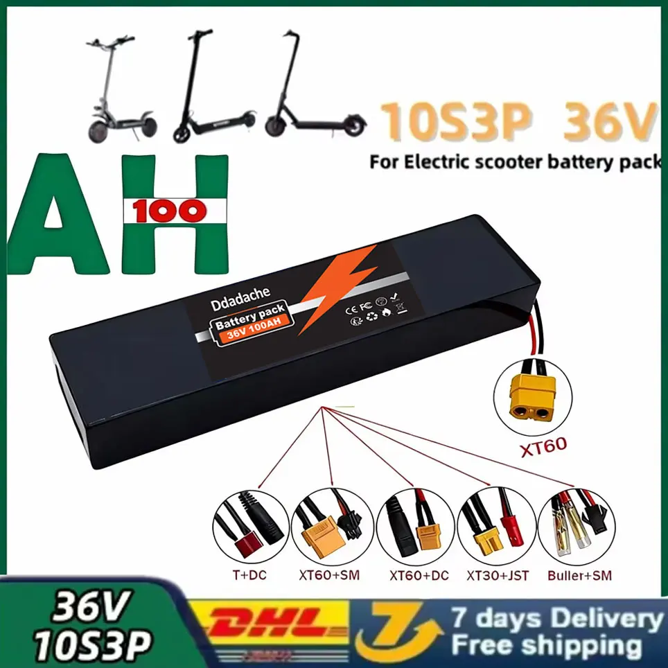36V 10000mAh 10S3P 18650 Lithium-Akku-Pack Kompatibel mit M365 XT60-JST XT30-JST XT60-SM XT60
