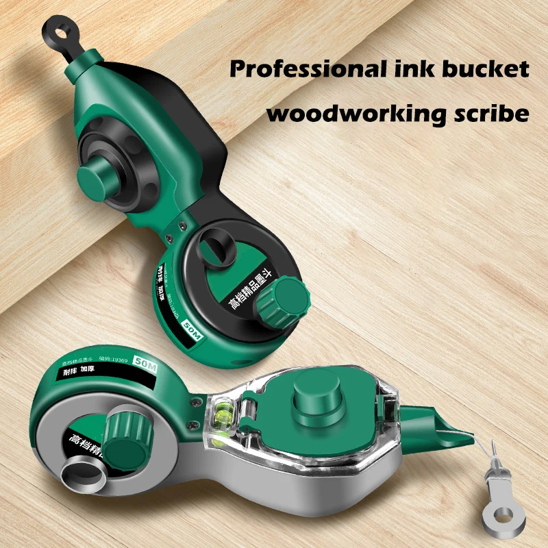 Woodworking Scriber Ink Bucket 50M Cotton Thread Carpenter Locator With Level Special Tools for Setting Out on Construction Site