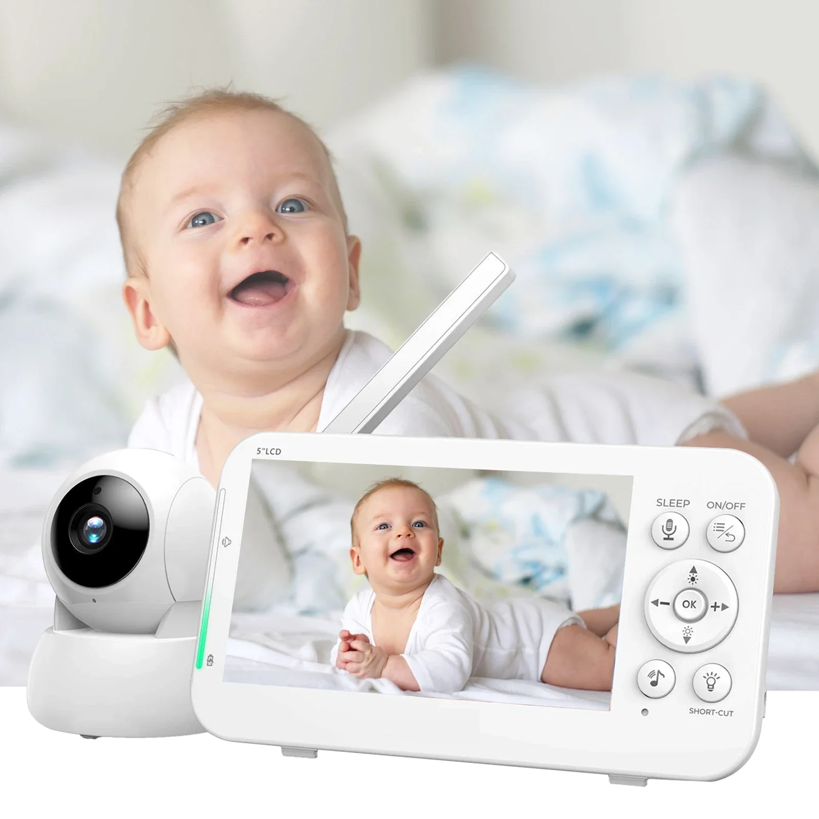 

1080P Electronic Baby Monitor With 5"LCD Display Video Intercom Surveillance Camera Security Protection For Newborn Baby Items