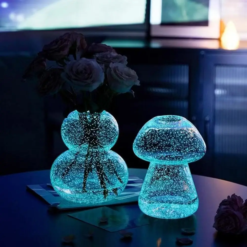 Ins Dreamlike Fluorescent Vase Glow-in-the-dark Exquisite Luminous Glacier Vase Unique Transparent Mushroom Vase