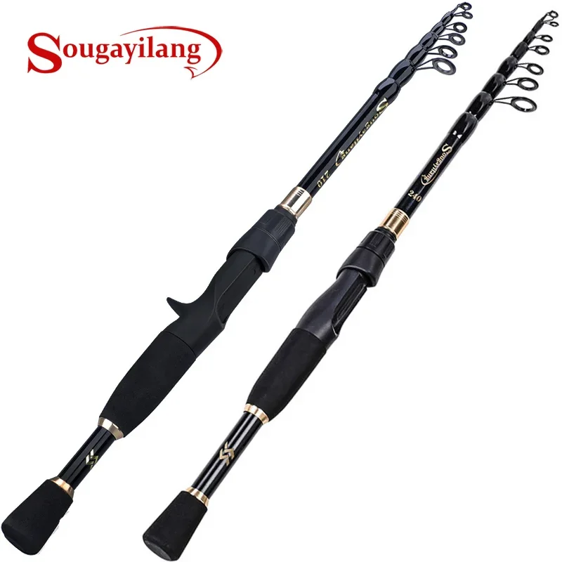 Sougayilang Ultralight Telescopic Fishing Rod Carbon Fiber Spinning/Casting 1.8-2.4m Tackle